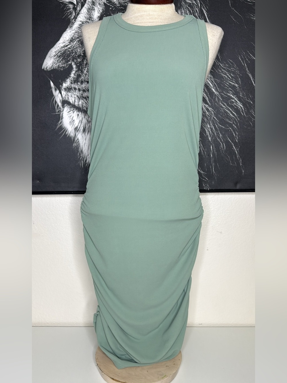 Sleeveless Sage Green Women's Bodycon Dress Size XL Travel Cruise Summer